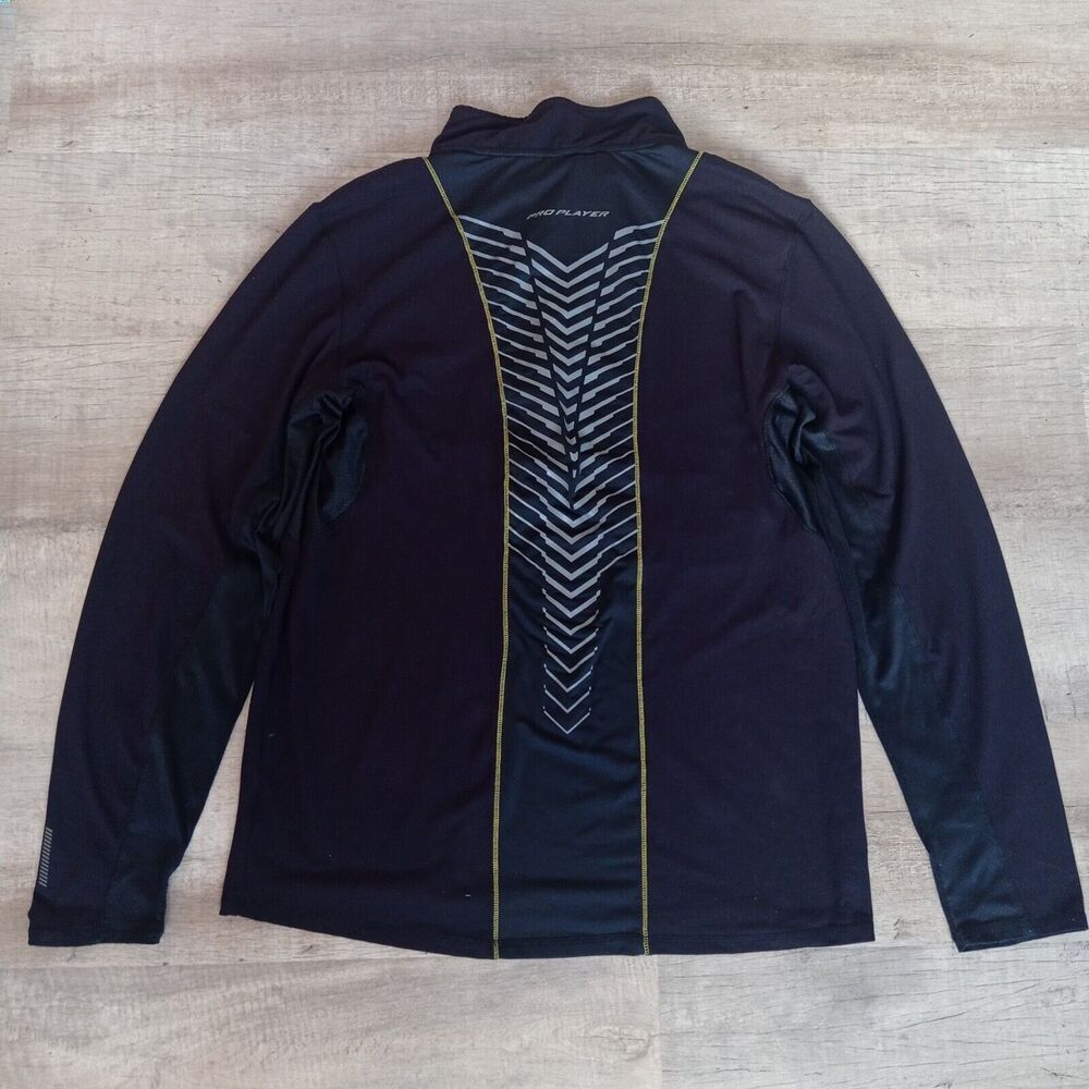 Pro Player Black Pullover Sports Jacket Sz L Long Sleeve 1/4 Front Zipper P/O